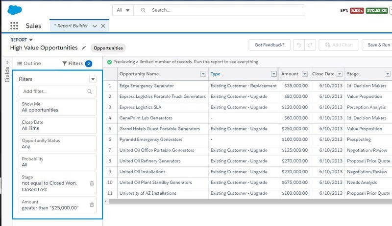 Salesforce Reports URL Hacking